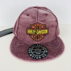 Harley Davidson Men's Woven Washed Brown Fitted Cap Size L Embroidered NWT